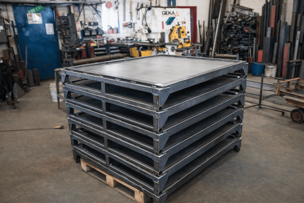 Steel pallet fabrication carried out at our workshop in Silloth Cumbria