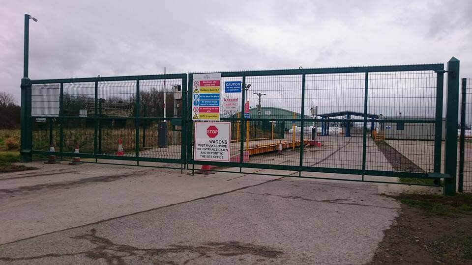 Large double steel security gates with 12 metre opening installed in Cumbria