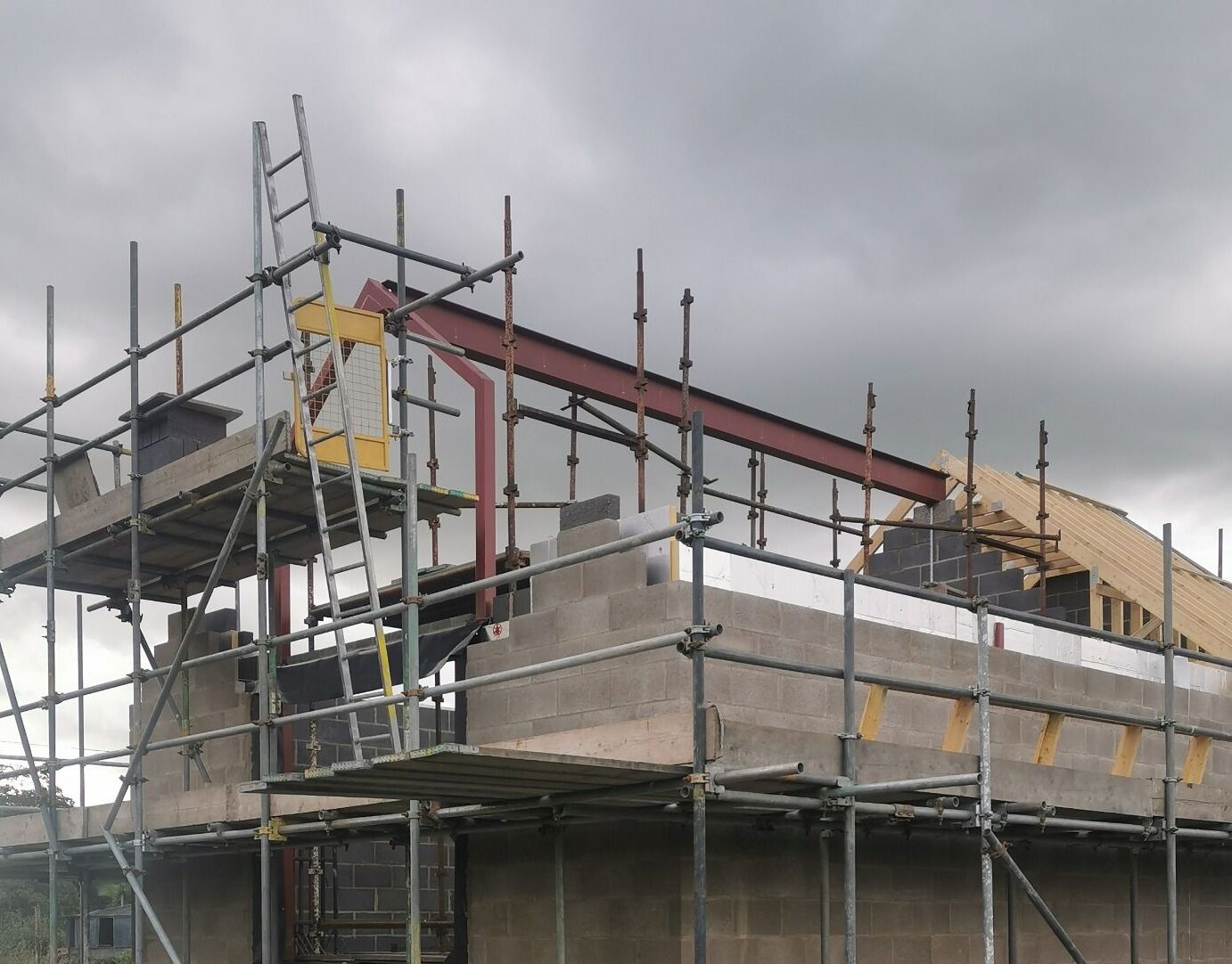 Structural steel A-frame installed for new build home near Bothel Cumbria